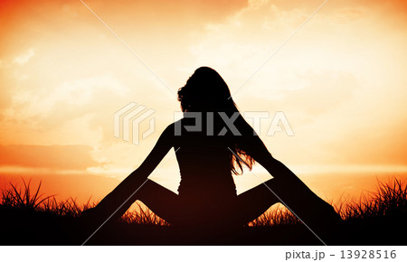 Composite image of slim woman with long hair in fitness studio 13928516
