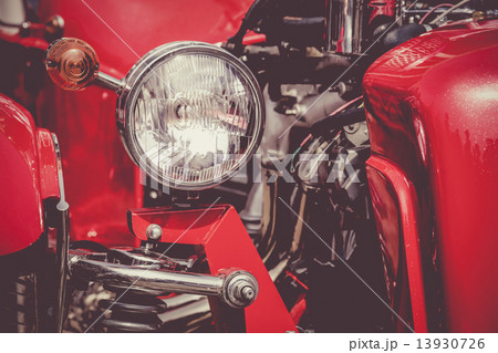 Old retro or vintage car front side. Vintage effect processing 13930726
