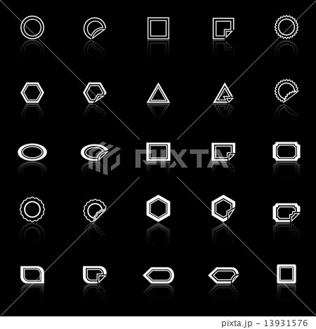 Label line icons with reflect on black backgroundのイラスト素材 [13931576] - PIXTA