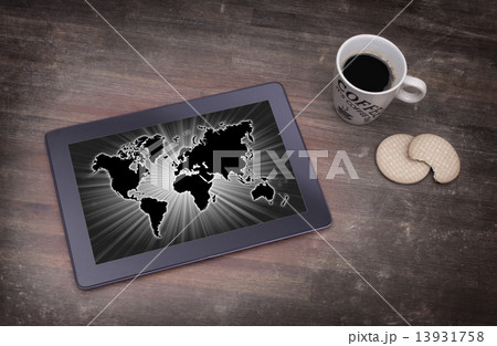 World map on a tablet 13931758