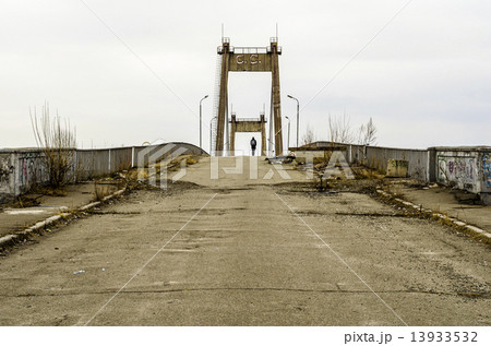 Old abandoned  bridge over the river Dnieper 13933532