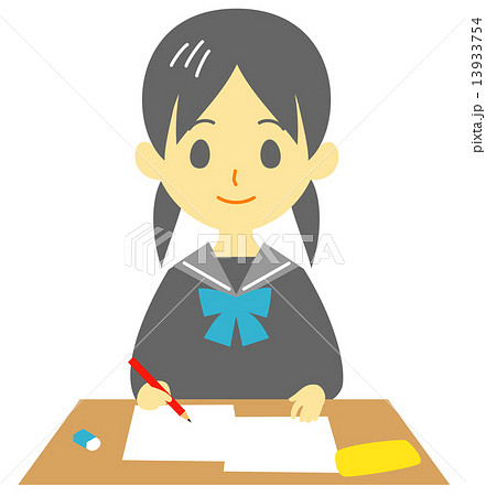 女子学生　授業中　テスト中 13933754