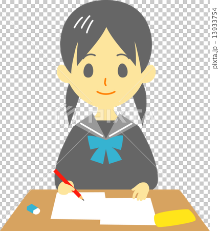 女子学生　授業中　テスト中 13933754