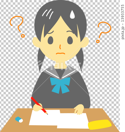 女子学生 授業中 テスト中 わからない 女子学生 授業中 テスト中 わからない 13933755
