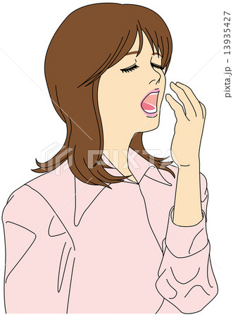 お疲れビジネスパーソン-あくびをする女性会社員 13935427