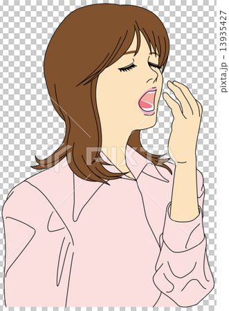 お疲れビジネスパーソン-あくびをする女性会社員 13935427