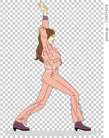 お疲れビジネスパーソン-仕事の合間にストレッチをする女性会社員 13935428