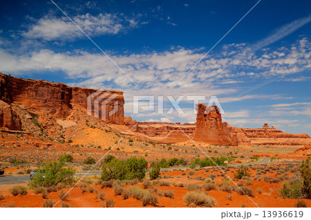 Beautiful rock formations in Arches National Park, Utah, USA 13936619