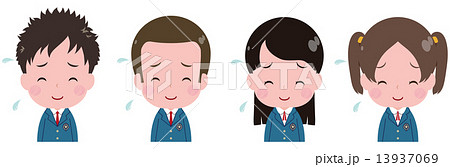 学生　ブレザー　照れ笑い 13937069