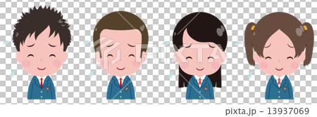 学生　ブレザー　照れ笑い 13937069