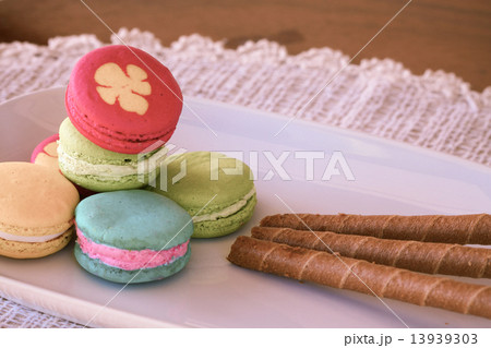 Macarons set with vintage pictures style or sweet pictures style. 13939303