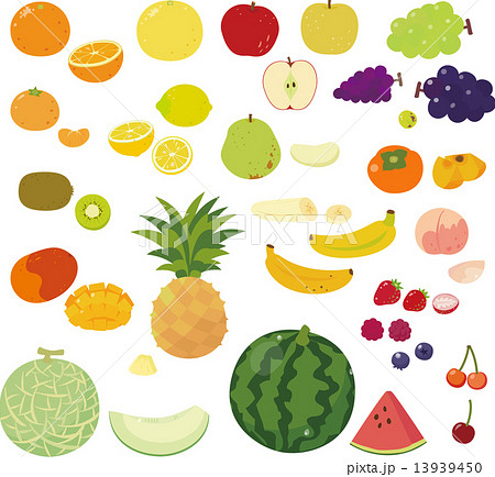 いろいろな果物のイラスト素材