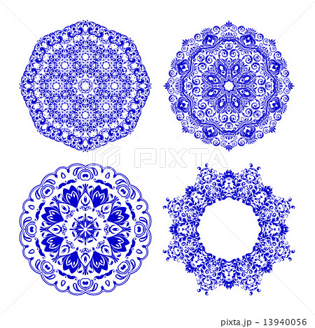 Abstract vector circle floral ornamental border. 13940056
