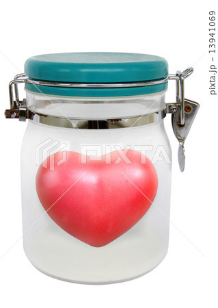 Heart shape red in a sealed jar 13941069