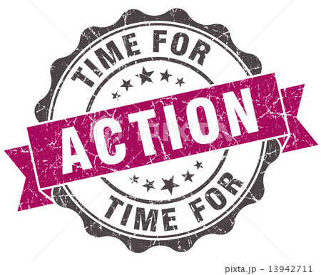 time for action grunge violet seal isolated on white 13942711