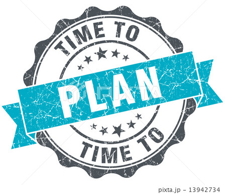 time to plan vintage turquoise seal isolated on white 13942734