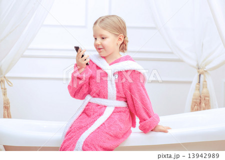 Cute little girl in the bathroom 13942989