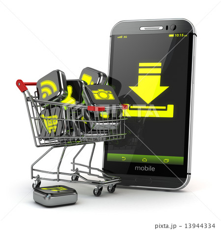 Downloading mobile apps concept. Application software icons in s 13944334