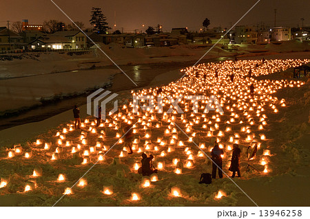 雪国のミニかまくら 秋田県横手市の写真素材
