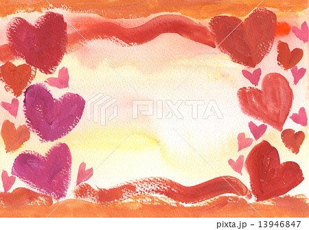ラフなテクスチャーの手描きハート枠絵画 13946847