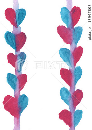 ハート型豆の茎をイメージにした手描きオブジ 13947808