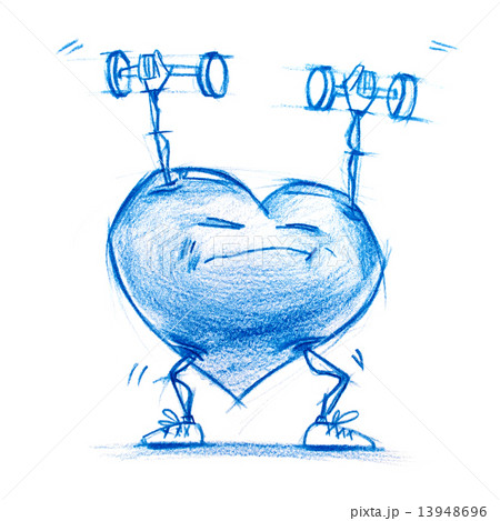 Athlete Lifting Weights. Set. Character Heart  13948696