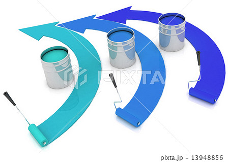 Open buckets with a paint and rollers 13948856