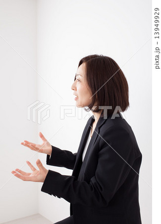 話をするミドルのビジネス女性 13949929