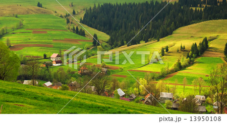 Rural landscape in the Carpathian mountains 13950108