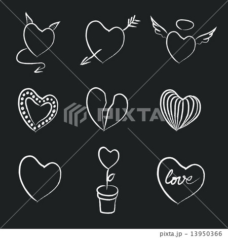 Hand Drawn Chalk Hearts Collection. Hand Drawn Chalk Hearts Collection. 13950366
