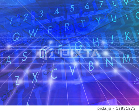 青いネット空間のキーボード 背景のイラスト素材