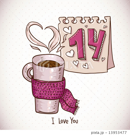 Greeting Card with cup of tea in a scarf 13953477