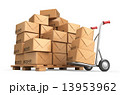 Cardboard boxes on pallet. Cargo, delivery and transportation 13953962