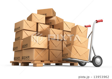 Cardboard boxes on pallet. Cargo, delivery and transportation 13953962