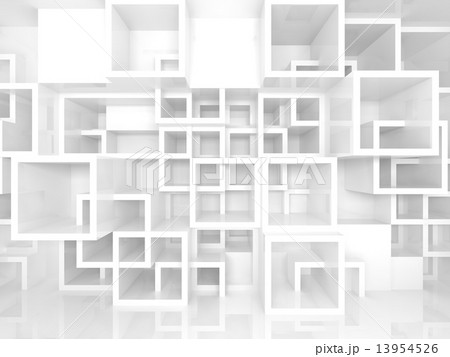 3d interior with white chaotic square cells structure 3d interior with white chaotic square cells structure 13954526