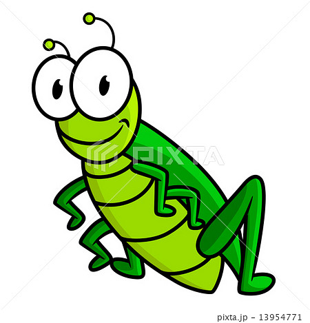 Cartoon funny green grasshopper character - Stock Illustration [13954771] -  PIXTA