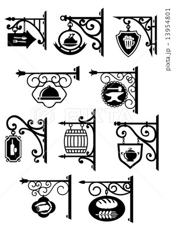 Hanging signboard with vintage forging Hanging signboard with vintage forging 13954801