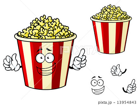 Cartoon funny striped box of popcorn 13954843