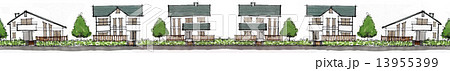 住宅の通り立面図　住宅　一戸建て　まちなみ　立面図 13955399