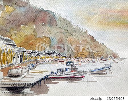 間垣の里 能登の漁港のスケッチ 間垣の里 能登の漁港のスケッチ 13955403