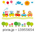 子供向け素材　汽車に乗る動物たち 13955654