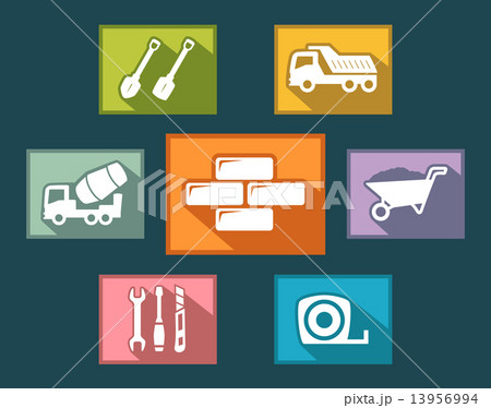 set construction icons on flat design style 13956994