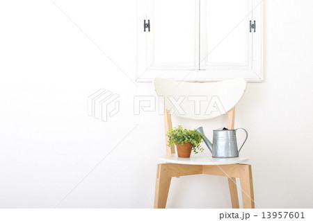 椅子の上のグリーンとジョーロ 13957601