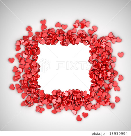 Frame of love hearts 3D. Valentine's day, isolated Frame of love hearts 3D. Valentine's day, isolated 13959994