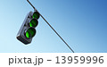 Green street traffic light on sky. 3D illustration 13959996