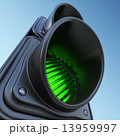 Green street traffic light on sky. 3D illustration 13959997