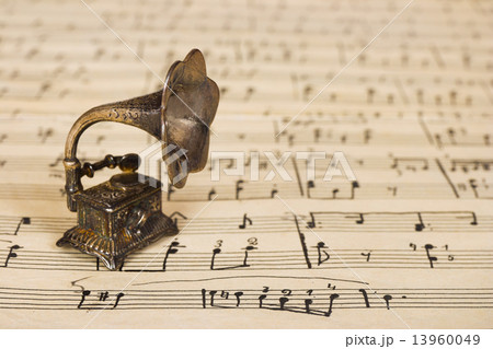 Gramophone on old sheet music Gramophone on old sheet music 13960049