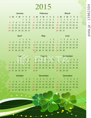 Vector illustration of 2015 calendar for St. Patricks Day Vector illustration of 2015 calendar for St. Patricks Day 13962304