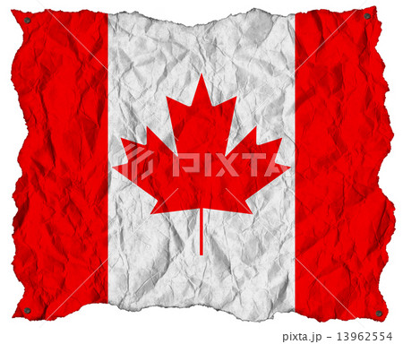 Canada Flag on Wrinkled Paper with Nails 13962554