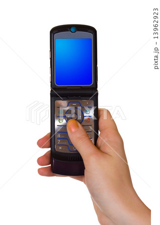 Flip mobile phone in hand 13962923